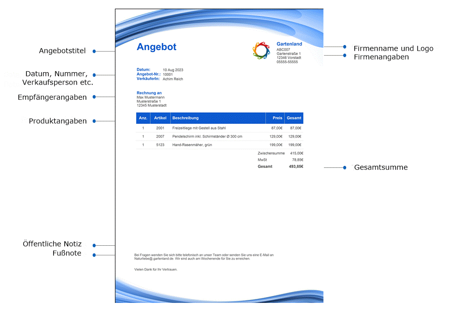 Ein Angebot in eine Rechnung konvertieren