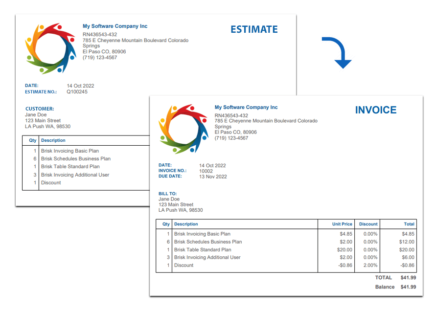 Convert an estimate to an invoice