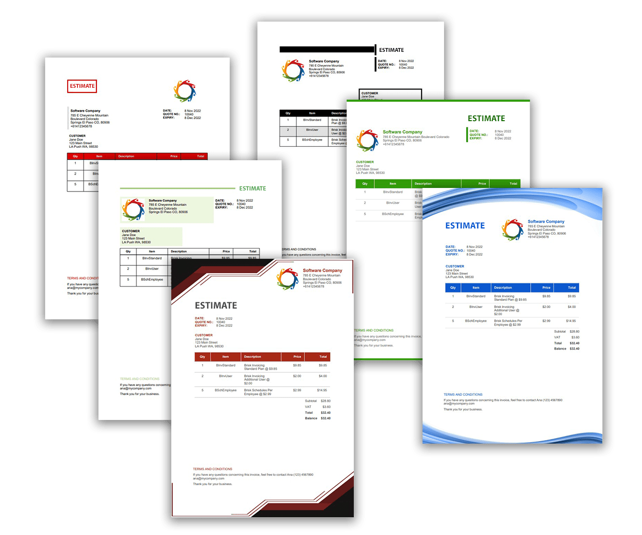 Modelos de estimativas grátis