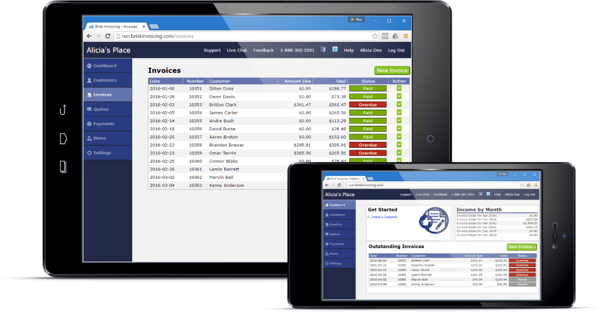 captura de tela do status das faturas